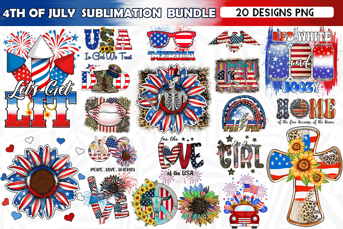 4th of July SVG, Red White Blue Design, USA sublimation PNG