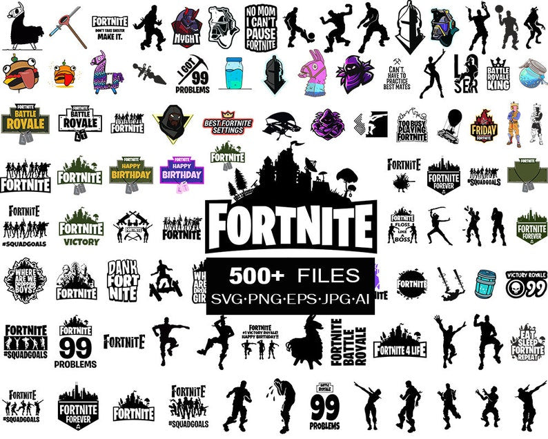 FortNite Digital Mega 500+ SVG bundle files – Family Supply Digitals