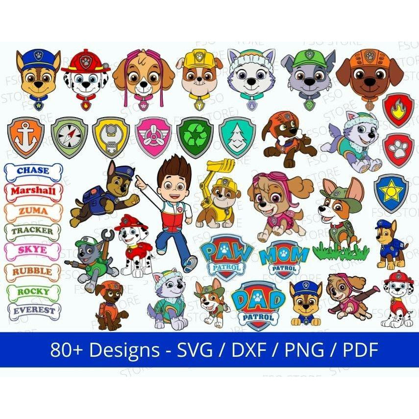 Paw Patrol Bundle 80+ Designs Layered SVG Bundle – Family Supply Digitals